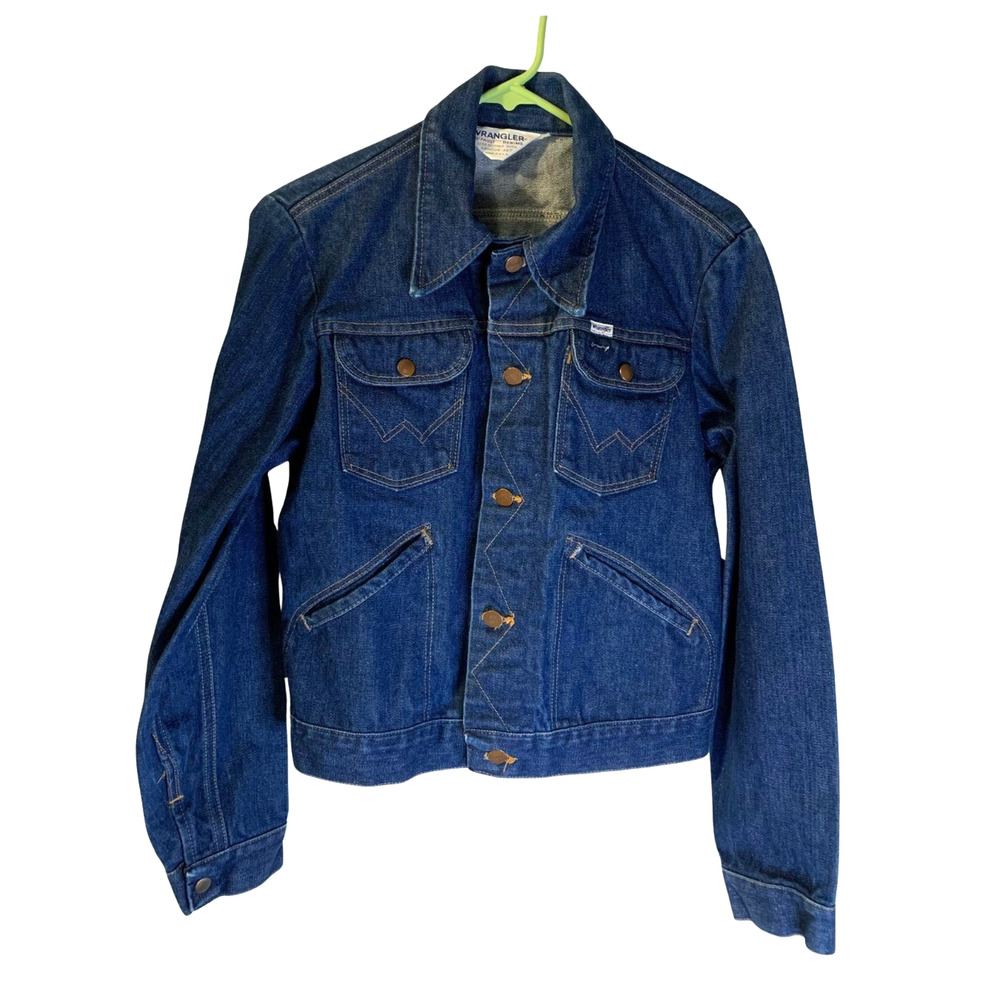 Vintage 70s Wrangler Mens Sanfor-Set No-Fault Denim Jacket Size 38 Western USA